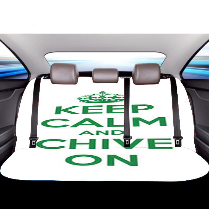 Keep Calm Chive On Green White Car Back Rear Seat Covers