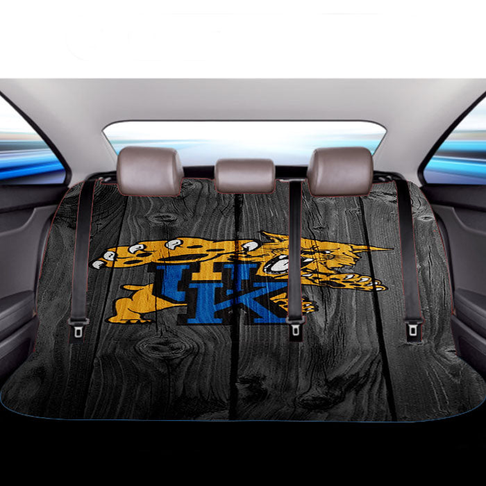 Kentucky Wildcats University Logo Dark Wood Wallpaper Car Back Rear Seat Covers