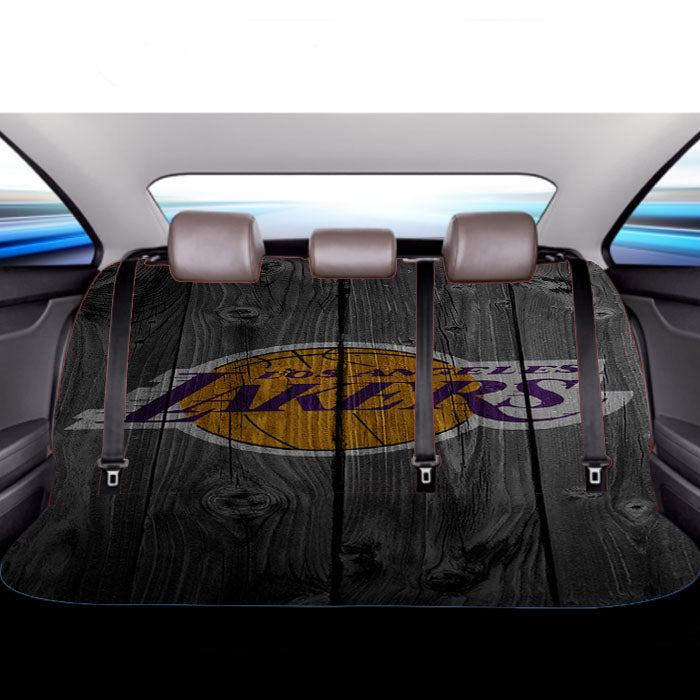 Los Angeles Lakers Nba Logo Dark Wood Wallpaper Car Back Rear Seat Covers