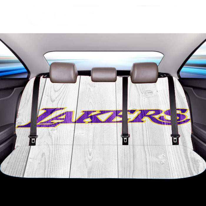 Los Angeles Lakers Nba Logo White Wood Wallpaper 3 Car Back Rear Seat Covers