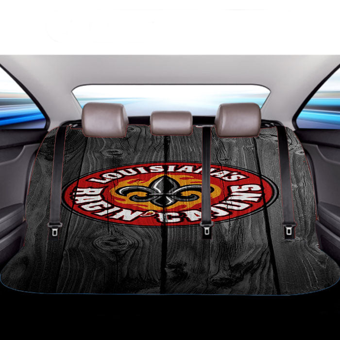 Louisiana Ragin Cajuns University Nfl Logo Dark Wood Wallpaper Car Back Rear Seat Covers