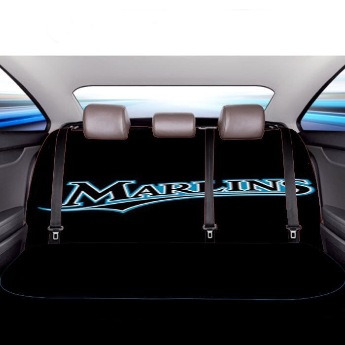 Marlins Baseball Logo Black Car Back Rear Seat Covers