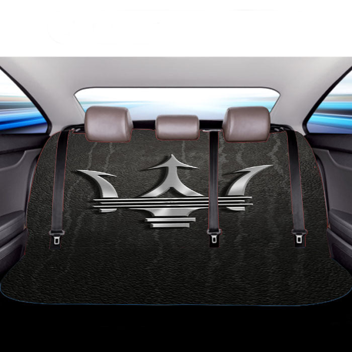 Maserati Metal Logo Emblem Leather Texture Car Back Rear Seat Covers