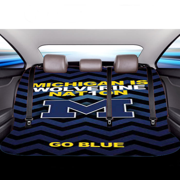 Michigan Wolverines Logo Stripes Go Blue Car Back Rear Seat Covers