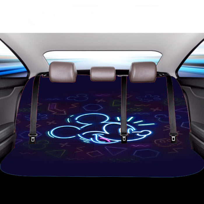 Mickey Mouse And Friends Neon Wallpaper Car Back Rear Seat Covers