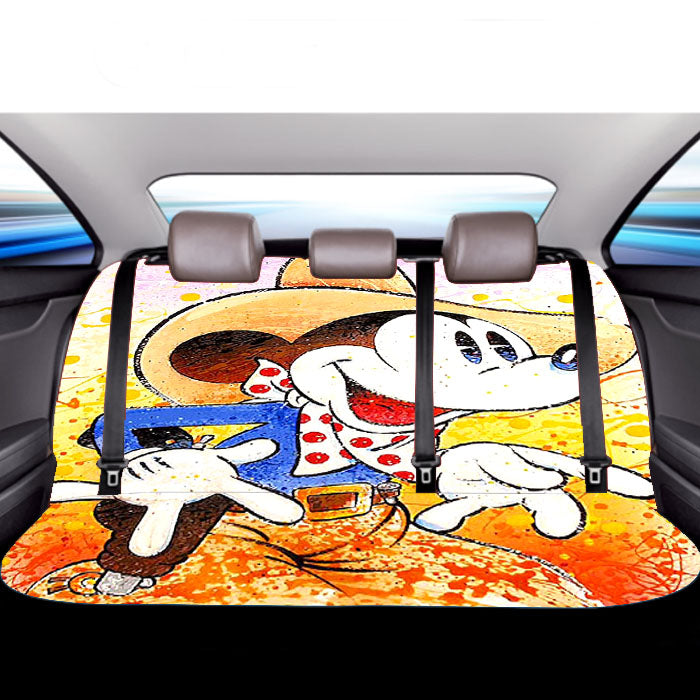 Mickey Mouse Brush Art Car Back Rear Seat Covers