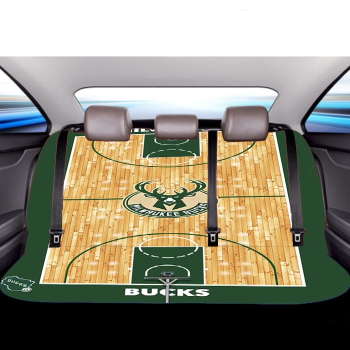 Milwaukee Bucks Basketball Court Car Back Rear Seat Covers