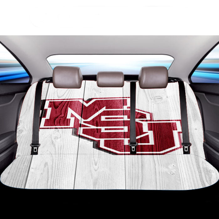 Mississippi State Cowbells University Logo White Wood Wallpaper Car Back Rear Seat Covers