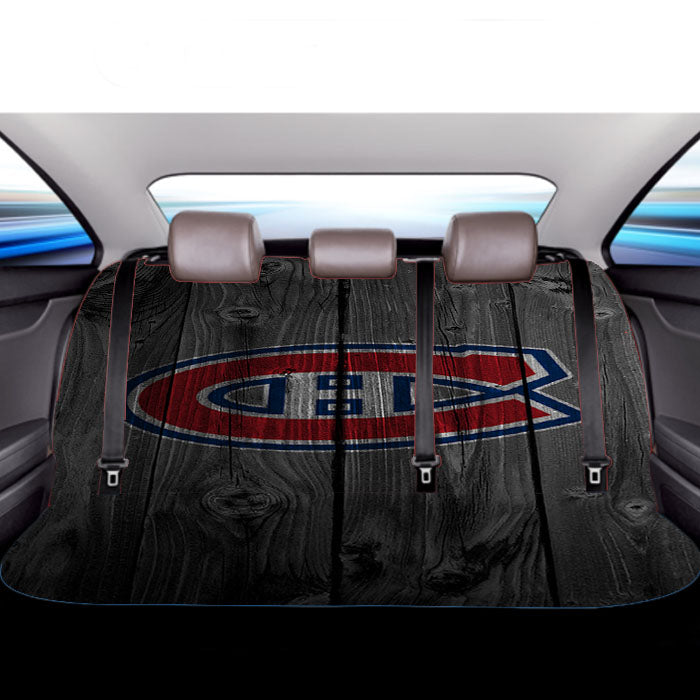 Montreal Canadiens Nhl Logo Dark Wood Wallpaper Car Back Rear Seat Covers
