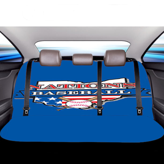 Nations Baseball Logo Blue Car Back Rear Seat Covers