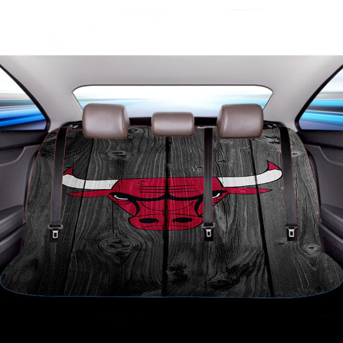 Nba Chicago Bulls Logo Dark Wood Wallpaper Car Back Rear Seat Covers