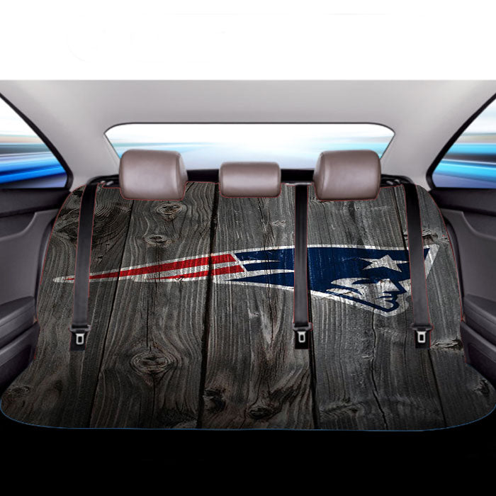 New England Patriots Nfl Logo Dark Wood Wallpaper Car Back Rear Seat Covers