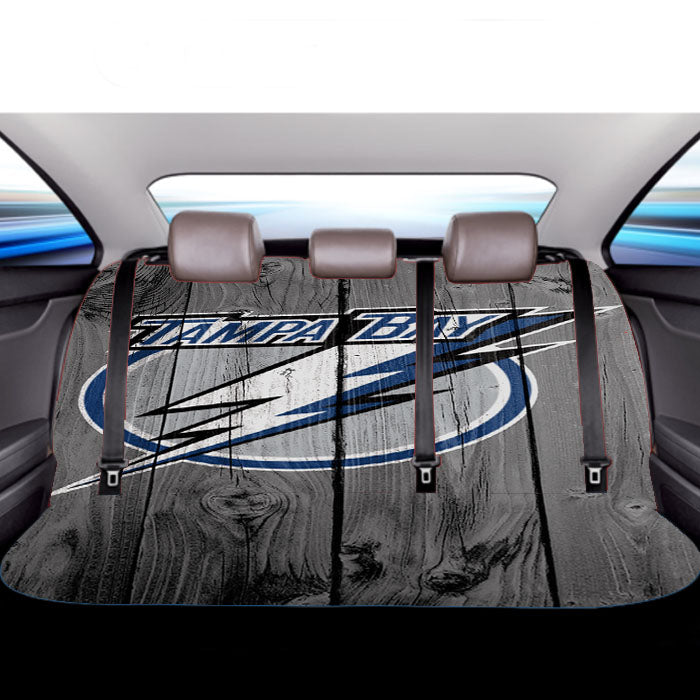 New Tampa Bay Lightning Nhl Logo Dark Wood Wallpaper Car Back Rear Seat Covers