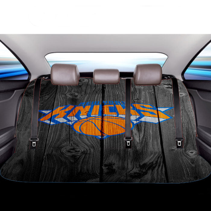 New York Knicks Nba Logo Dark Wood Wallpaper Car Back Rear Seat Covers
