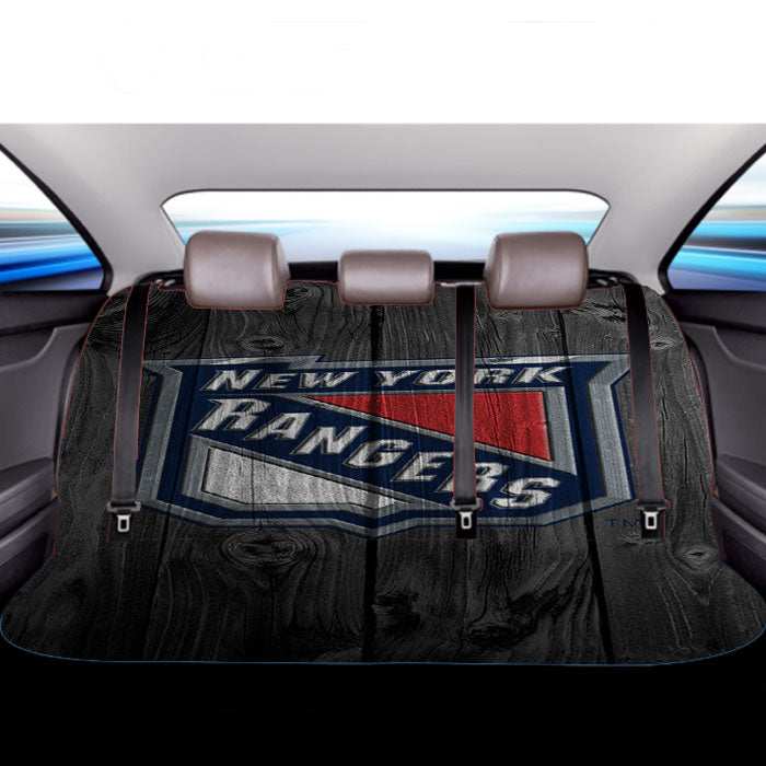 New York Rangers Nhl Logo Dark Wood Car Back Rear Seat Covers