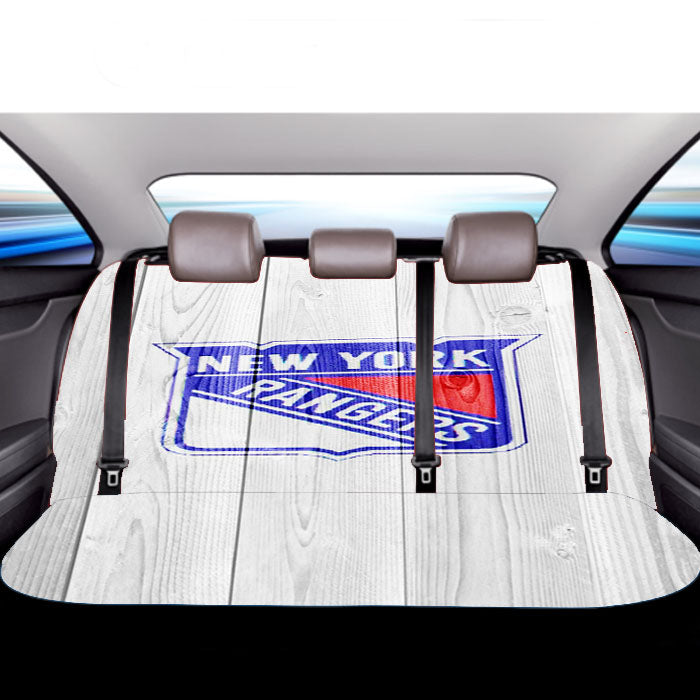 New York Rangers Nhl Logo White Wood Wallpaper Car Back Rear Seat Covers