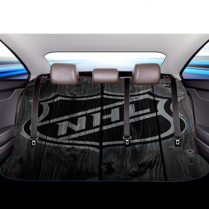 Nhl Hockey Logo Dark Wood Wallpaper Car Back Rear Seat Covers