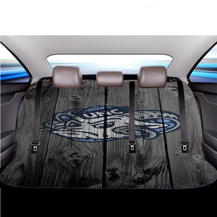 North Carolina University Tar Heels Bright Head Logo Dark Wood Car Back Rear Seat Covers