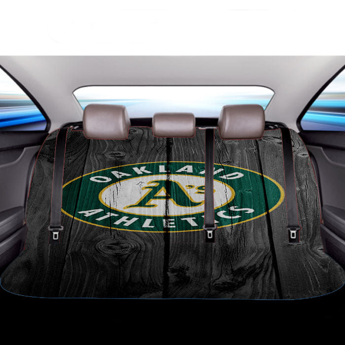 Oakland Athletics Logo Dark Wood Wallpaper Car Back Rear Seat Covers