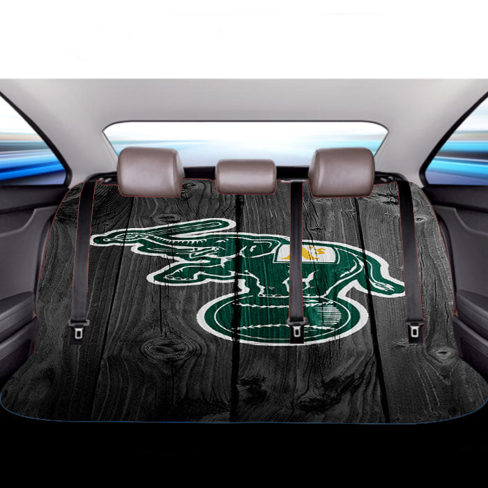 Oakland Athletics Mlb Logo Dark Wood Wallpaper Car Back Rear Seat Covers