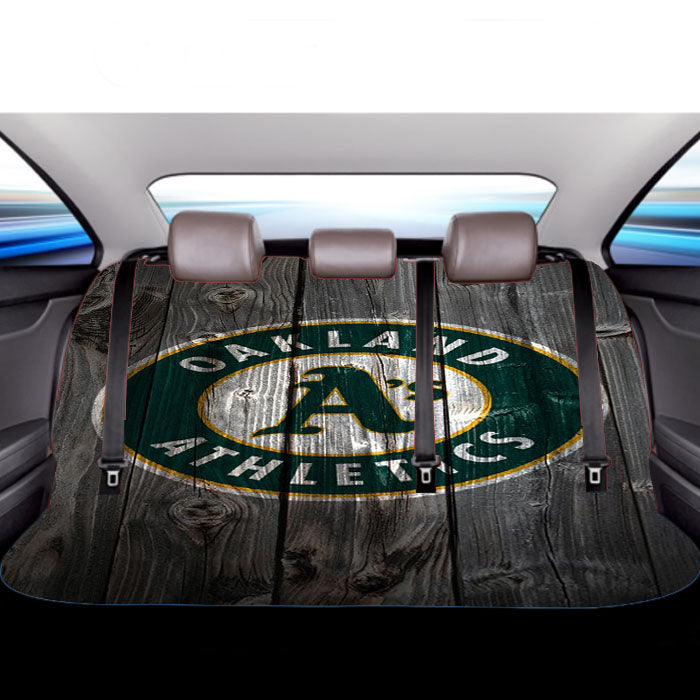 Oakland Athletics Nba Dark Wood Wallpaper Car Back Rear Seat Covers