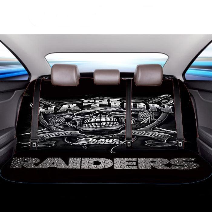 Oakland Raiders Black One Nation Car Back Rear Seat Covers