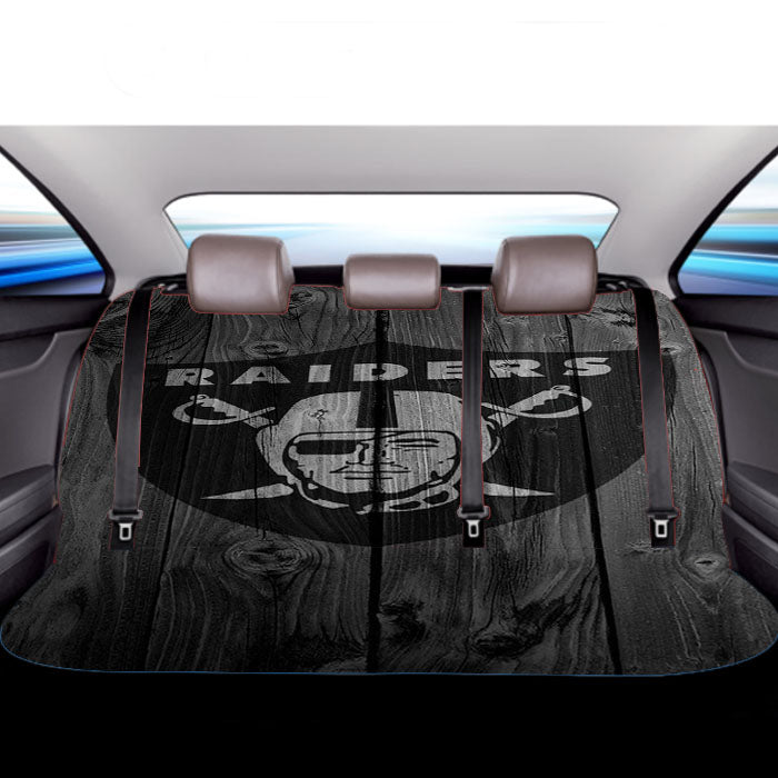Oakland Raiders Nfl Logo Dark Wood Wallpaper Car Back Rear Seat Covers