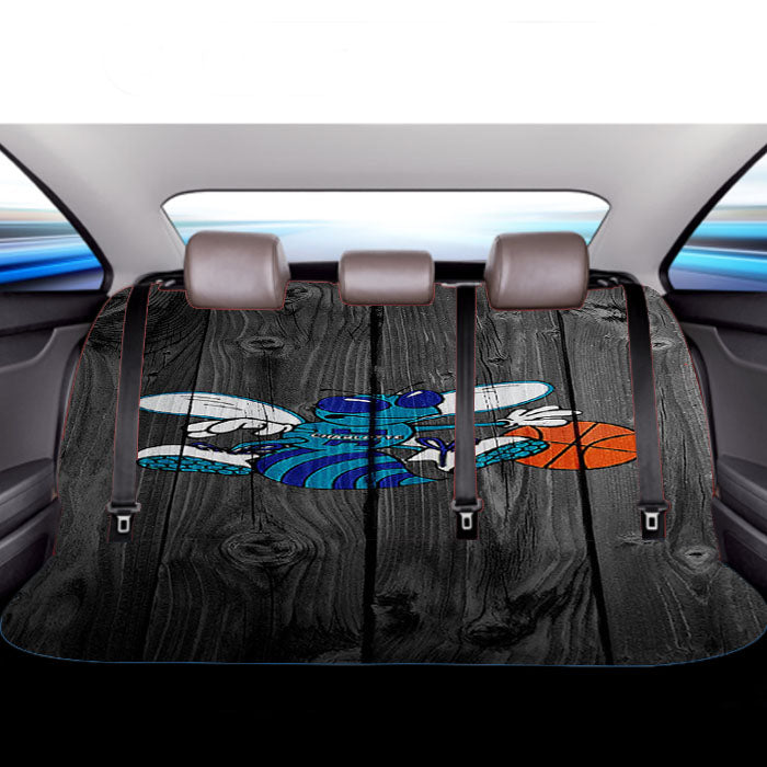 Old Charlotte Hornets Nba Logo Dark Wood Wallpaper Car Back Rear Seat Covers