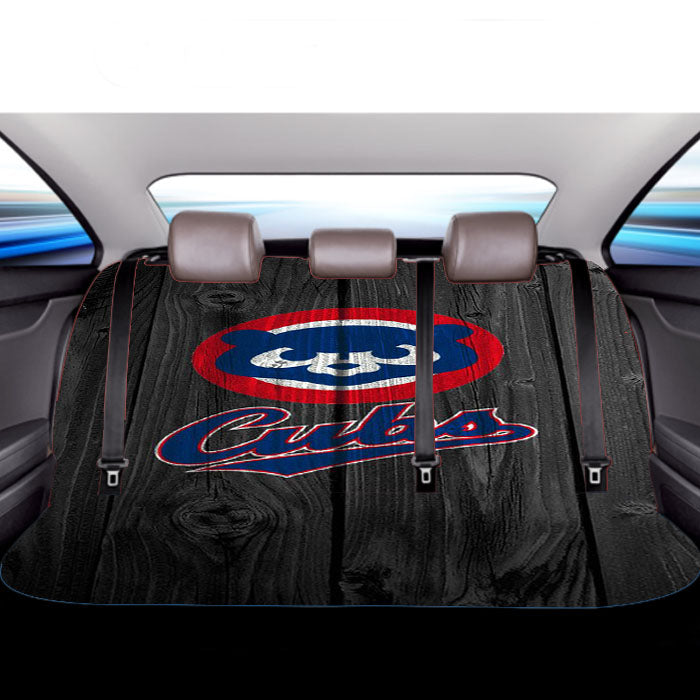 Old Chicago Cubs Bear Mlb Logo Dark Wood Car Back Rear Seat Covers