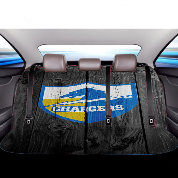 Old Los Angeles Chargers Nfl Logo Dark Wood Wallpaper Car Back Rear Seat Covers