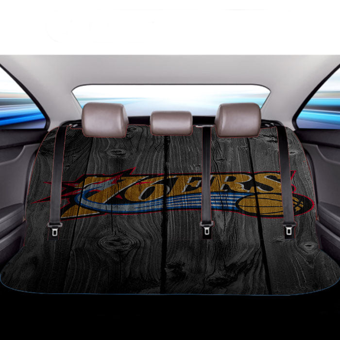 Old Nba Philadelphia 76Ers Logo Dark Wood Wallpaper Car Back Rear Seat Covers