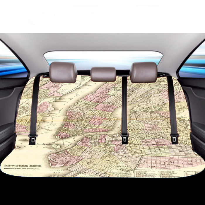 Old New York City Map Car Back Rear Seat Covers