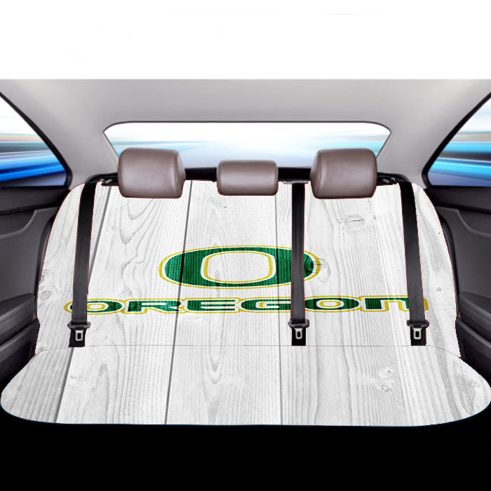 Oregon Ducks University Nfl Logo White Wood Wallpaper Car Back Rear Seat Covers