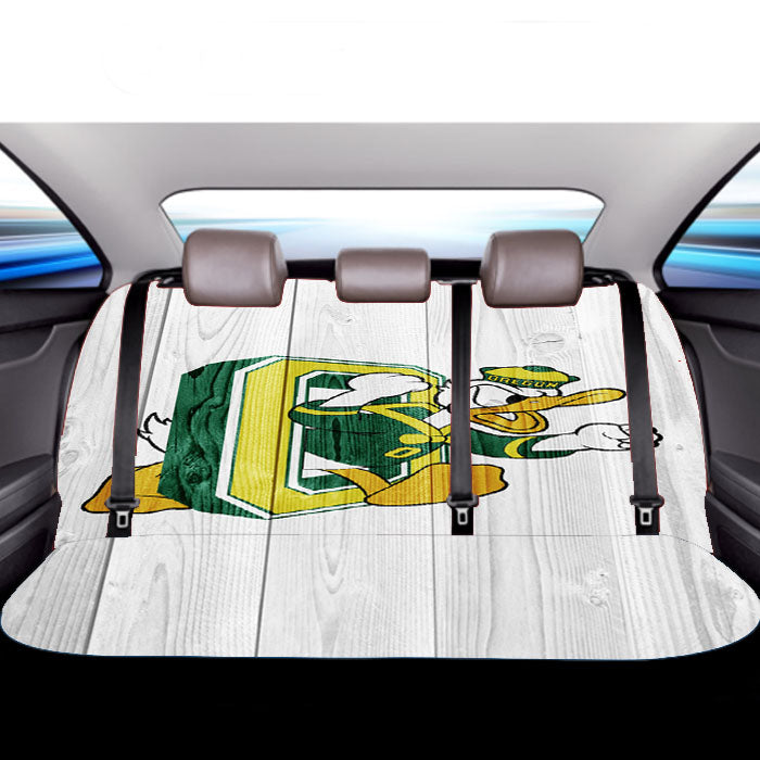 Oregon Ducks University Nfl Logo White Wood Wallpaper 2 Car Back Rear Seat Covers