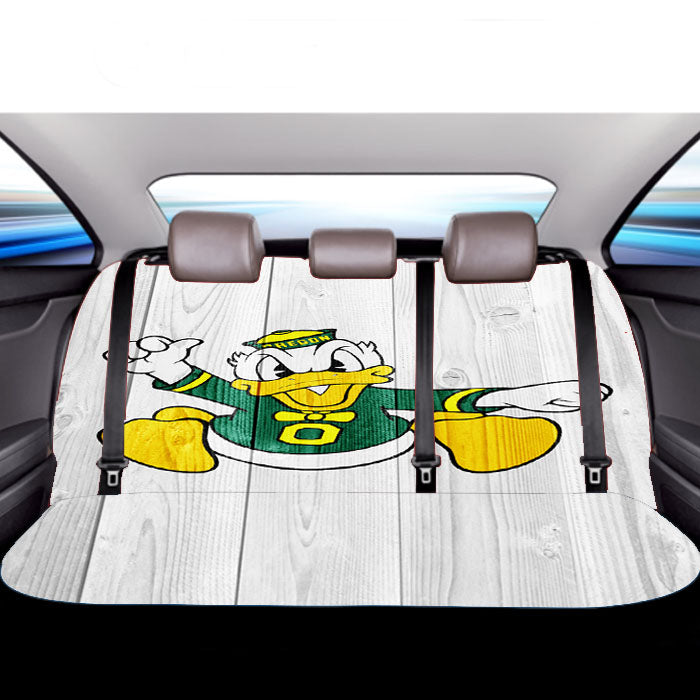 Oregon Ducks University Nfl Logo White Wood Wallpaper 3 Car Back Rear Seat Covers