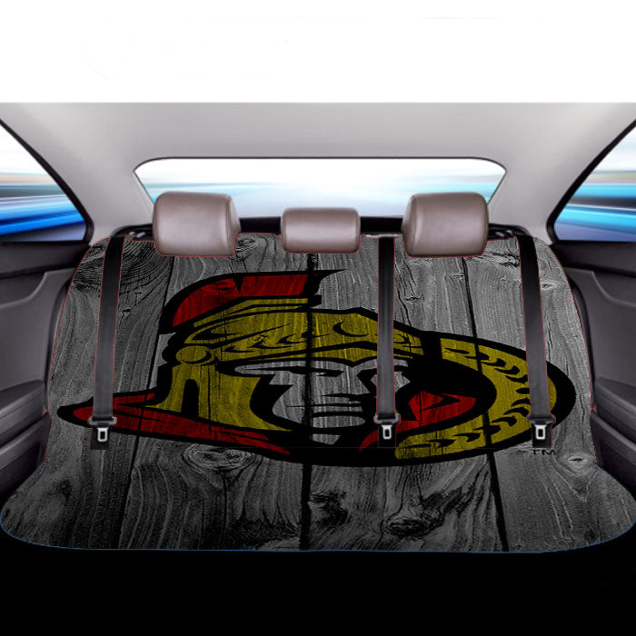 Ottawa Senators Nhl Wood Logo Dark Wood Wallpaper Car Back Rear Seat Covers