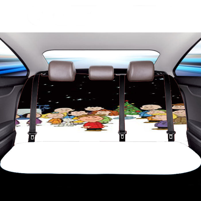 Peanuts Christmas Blk Sky Car Back Rear Seat Covers