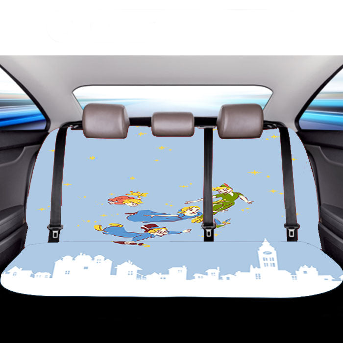Peter Pan And Friends Flying Above New York Wallpaper Car Back Rear Seat Covers