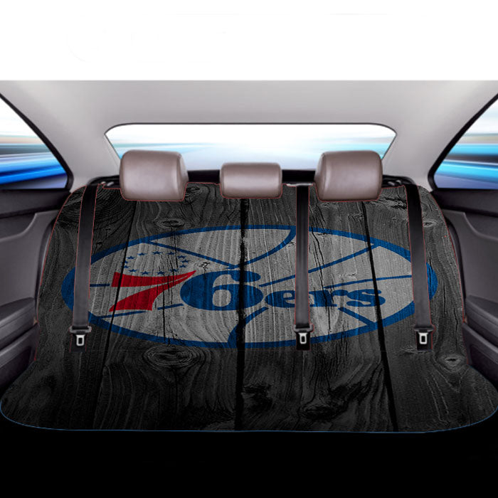 Philadelphia 76Ers Nba Logo Dark Wood Wallpaper Car Back Rear Seat Covers