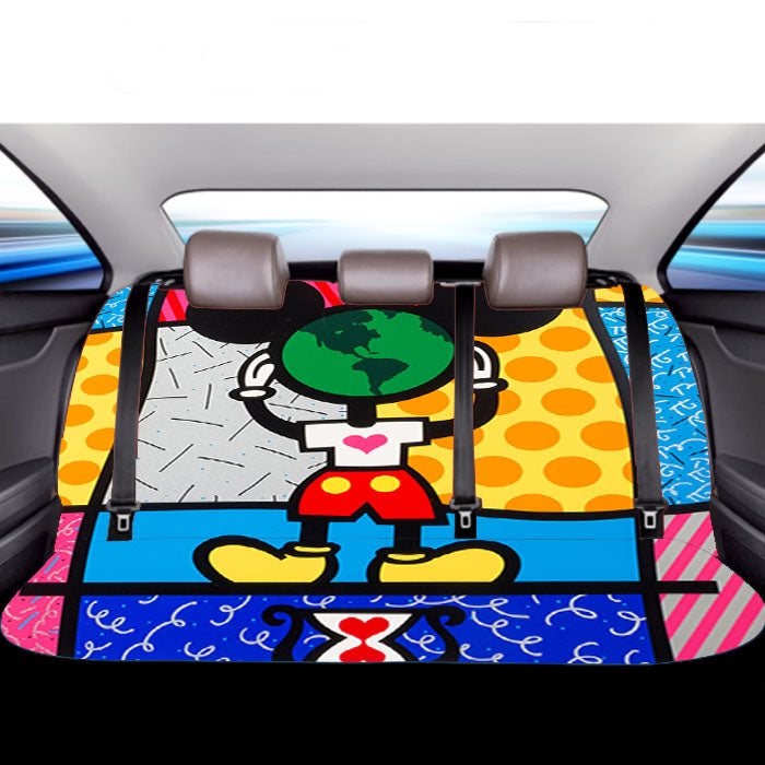 Romero Britto Mickeys World Wallpaper Car Back Rear Seat Covers