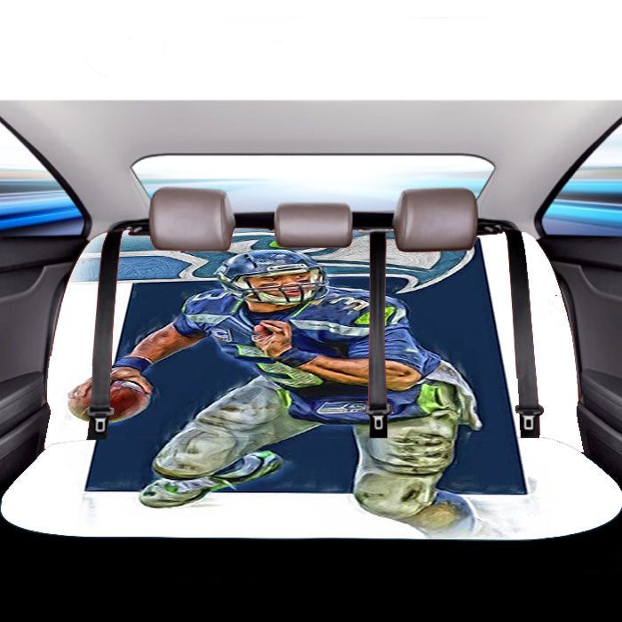 Russell Wilson Seattle Seahawks Oil Art Car Back Rear Seat Covers