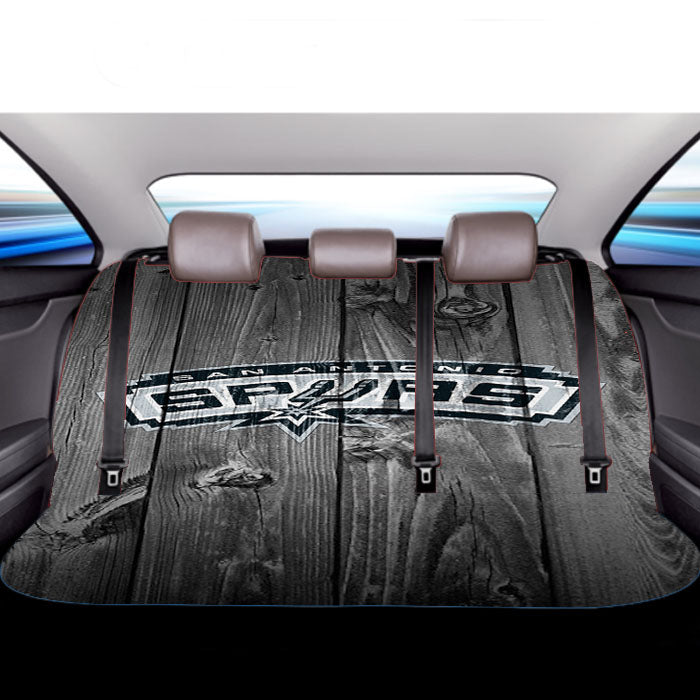 San Antonio Spurs Nba Logo Dark Wood Wallpaper Car Back Rear Seat Covers