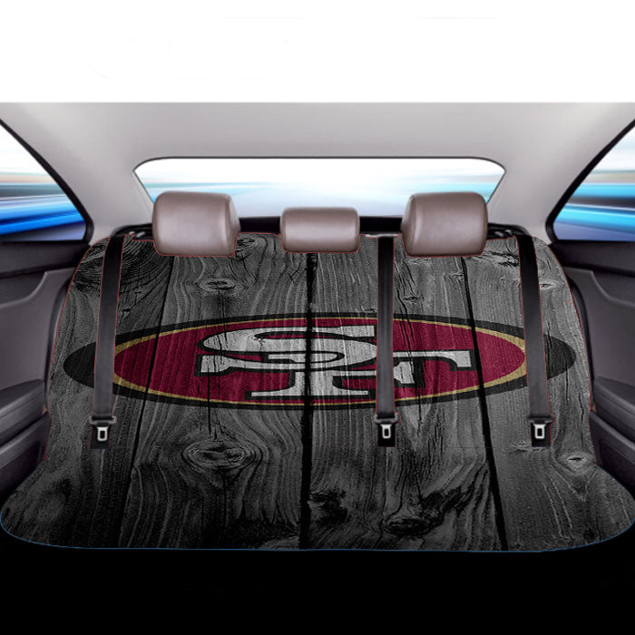 San Francisco 49Ers Nfl Wood Logo Dark Wood Wallpaper Car Back Rear Seat Covers