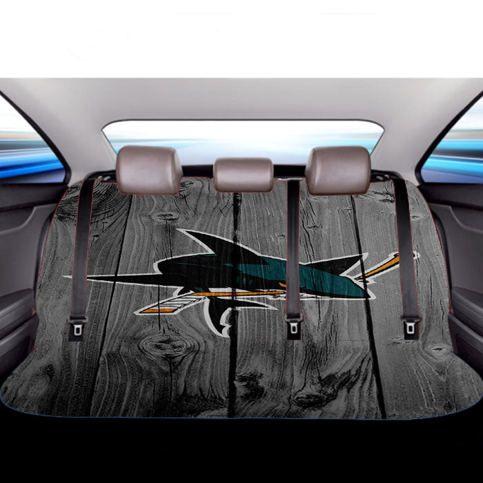 San Jose Sharks Nhl Logo Dark Wood Wallpaper Car Back Rear Seat Covers