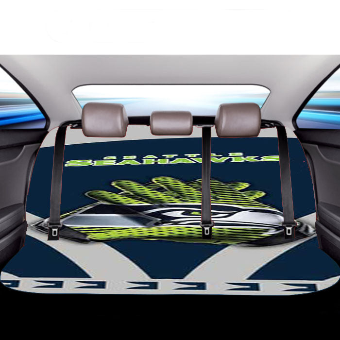 Seattle Seahawks Gloves Blue Grey Car Back Rear Seat Covers