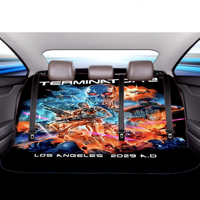 Terminator 2 Los Angeles 2029 Ad Poster Movie Car Back Rear Seat Covers