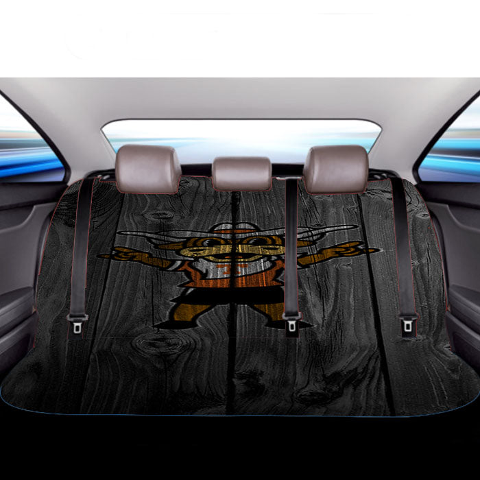 Texas Longhorns Bull Logo Dark Wood Wallpaper Car Back Rear Seat Covers