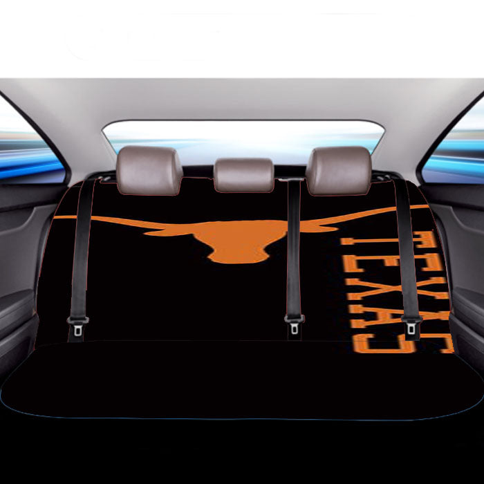 Texas Longhorns Orange On Black Car Back Rear Seat Covers