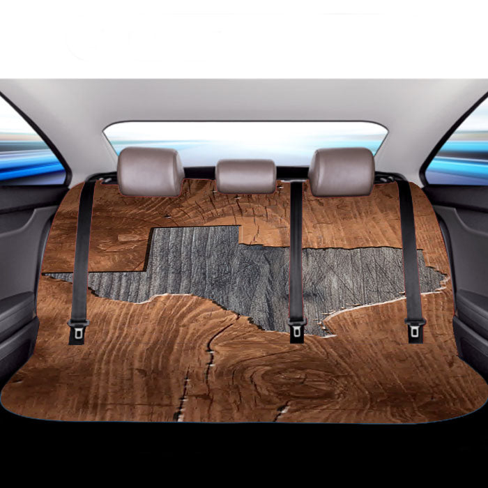 Texas States Map Two Tone Wood Texture Car Back Rear Seat Covers