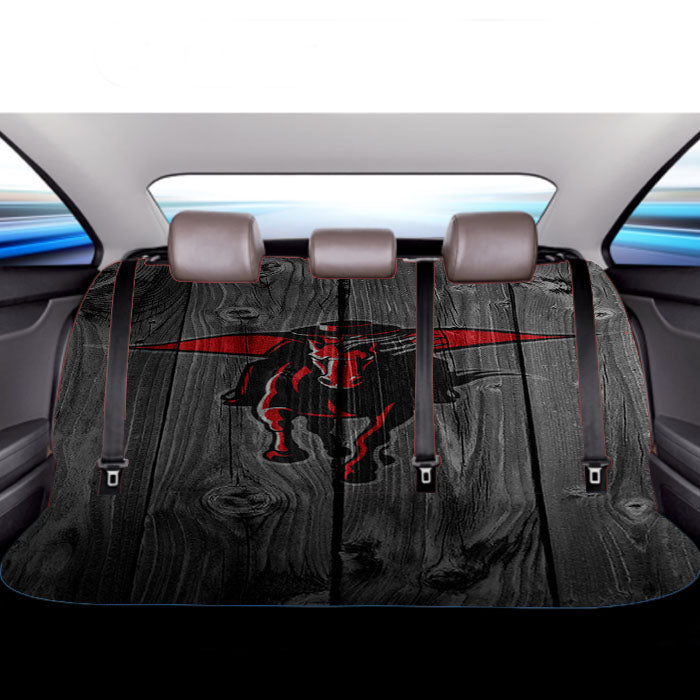 Texas Tech Red Raiders Logo Dark Wood Wallpaper Car Back Rear Seat Covers
